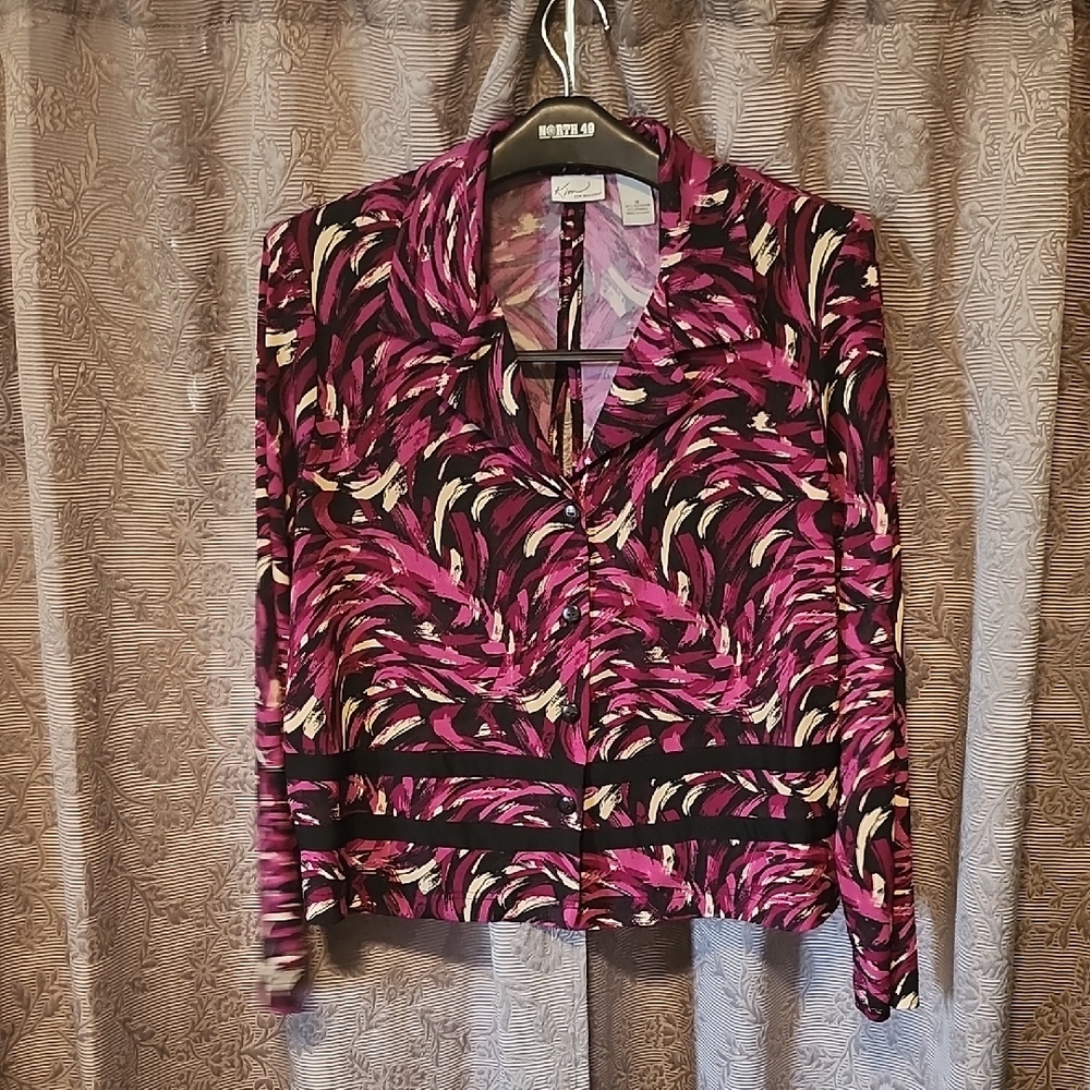 Kim Rogers Purple and Black Patterned Blazer